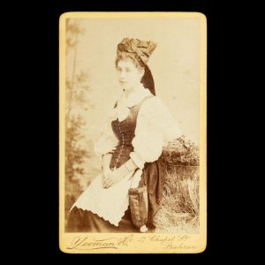 Studio portrait of a young woman in Swiss(?) ethnic costume. Prahran, Melbourne, circa 1885.