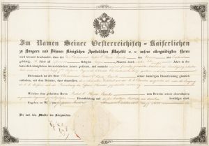 Robert O'Hara Burke, explorer : his official certificate of discharge from the Imperial Austrian Army, dated at Vienna, 15 June 1848.