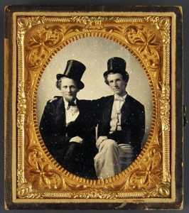 Ambrotype portrait of "Jake and Charles. Two old cronies - intimate friends ... Who can deny that we are a happy pair when together." Dated 15 September, 1862.