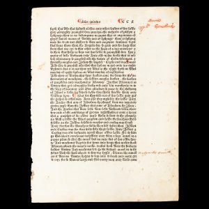 [INCUNABLE] A specimen leaf from William Caxton’s Polychronicon, printed in 1482.