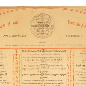 [KULIN LANGUAGES] God hath made of one blood all nations of men : Acts 17th Chap. 25th verse : in 103 languages : a memorial of the Victorian Exhibition 1866, consisting of a verse from holy writ in above one hundred languages.