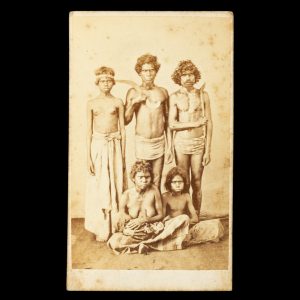 Studio portrait of Turrbal or Jagera men and women. Brisbane, c.1870.