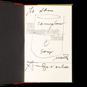 The philosophy of Andy Warhol. (From A to B and back again). (Signed copy with drawing of a Campbell's Soup can)