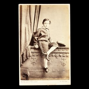Studio portrait of a young boy dressed in a sailor suit. St. Kilda, Melbourne, late 1860s.