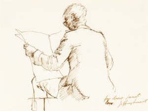 Portrait of Ermes de Zan [Study for 'Portici' 1987], with another sketch verso