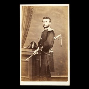 Signed and inscribed studio portrait of 4th Engineer John Hall, HMS Endymion, in full dress uniform. Sydney, New South Wales, December 1869.