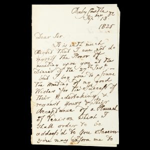 [STOCKTON & DARLINGTON RAILWAY] 3rd Earl of Darlington : autograph letter, signed. Raby Castle, 13 September 1825.