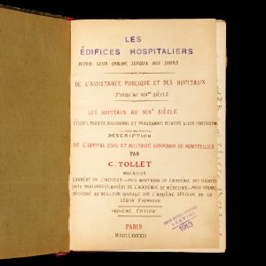 De l'assistance publique et des hôpitaux jusqu'au XIXe siècle. Plan d'un Hotel-Dieu attribué a Philibert Delorme. (With the author's manuscript for the second edition)
