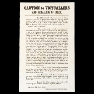 [BEER] Caution to victuallers and retailers of beer ... Hastings, 5th Dec., 1848.