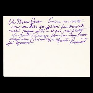 Pierre Bonnard, artist : autograph card, signed, addressed to his gallerist Paul Brame in Cannes.