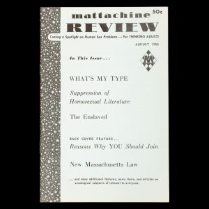 Mattachine Review. Vol. IV, No.8, August 1958