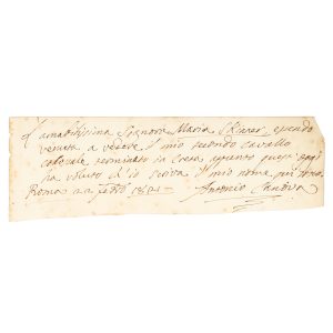 Antonio Canova, Italian sculptor : autograph note signed, presented to Mary Skinner on her visit to Canova's studio to view his second Colossal Horse, just finished in clay. Rome, 22 February 1821.
