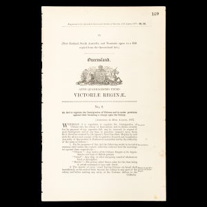CHINESE IMMIGRANTS REGULATION ACT. An Act to regulate and restrict the immigration of Chinese and to make provision against their becoming a charge upon the Colony
