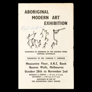 Aboriginal Art Exhibition : paintings by members of the Aranda tribe, Central Australia. Arranged by Mr. Gordon F. Simpson.