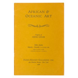 African & Oceanic Art : Property of Henri Lecler. December 7, 1968. Park-Bernet Galleries Inc., New York.