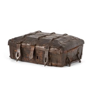A rare fourteenth-century medieval casket for a book of hours or other devotional manuscript.