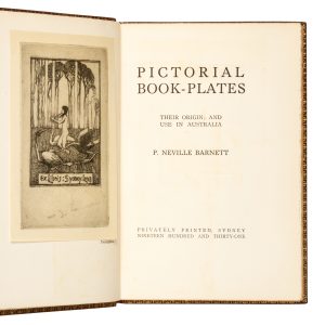 Pictorial book-plates : their origin and their use in Australia (in a presentation binding by Wal Taylor)
