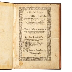 The first booke of the historie of the discouerie and conquest of the East Indias, enterprised by the Portingales, in their daungerous nauigations, in the time of King Don Iohn, the second of that name.