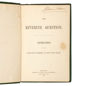 The Riverine question. Speeches in the Legislative Assembly of New South Wales.