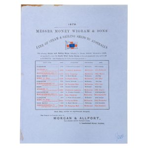 Messrs. Money Wigram & Sons' Line of Steam & Sailing Ships to Australia. 1878.