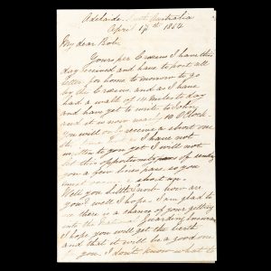 Manuscript letters from a South Australian colonist to his two brothers in London. Adelaide, 17 April 1854.