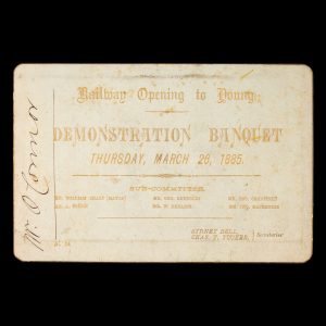 [NEW SOUTH WALES] Railway Opening to Young. Demonstration Banquet, Thursday, March 26, 1885.
