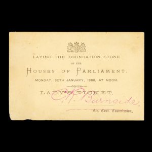 [SYDNEY] Laying the Foundation Stone of the Houses of Parliament. Monday, 30th January, 1888, at noon. Lady's ticket.