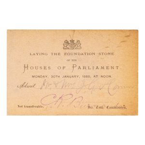 [SYDNEY] Laying the Foundation Stone of the Houses of Parliament. Monday, 30th January, 1888, at noon. Admit Mr & Mrs J. G. O'Connor.