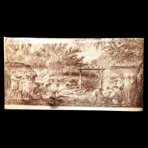 [COOK; TAHITI] Photograph of an eighteenth-century engraving, "Sacrifice humain qui eut lieu dans un des morais de O-Taiti"