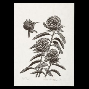 Proof impression of an original wood engraved bookplate for Geoffrey Cains