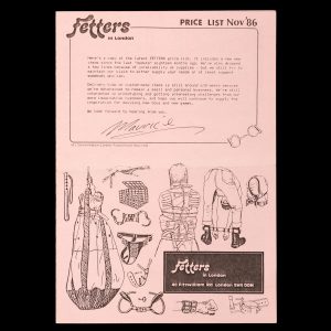 Fetters in London Price List Nov '86