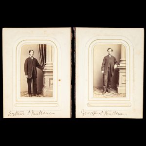 [CRICKET] Studio portraits of Arthur and George O'Mullane, sons of Dr. Arthur O'Mullane. Melbourne, c.1863-64.