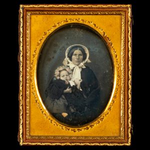 Daguerreotype of a mother and young child, late 1850s.