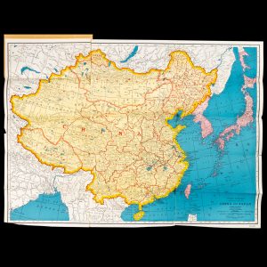 China and Japan pocket map showing political divisions, cities and towns, railroads, waterways, etc.