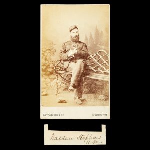 Studio portrait of Lieutenant Nassau Stephens, RN. Melbourne, December 1872.