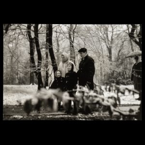 Charles Blackman and family, Highgate Woods, England, 1964