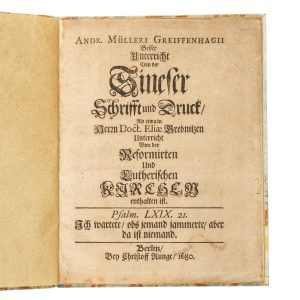 Andr. Mülleri Greiffenhagii Besser Unterricht Von der Sineser Schrifft und Druck/ Als etwa in Herrn Doct. Eliae Grebnitzen Unterricht Von der Reformirten Und Lutherischen Kirchen enthalten ist.
