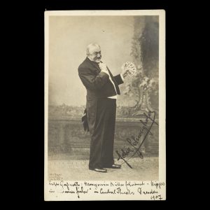 Felix Schweighofer, Austrian actor : real photo portrait postcard with signed autograph message to opera librettist Emil Norini. Blasewitz (Dresden), July 1907.