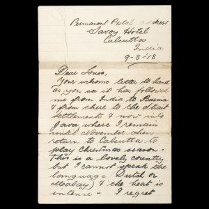 [CIRCUS HISTORY] "Cleopatra", snake handler in the "Wild Australia" show : holograph letter, to her cousin. Java, August 1918.