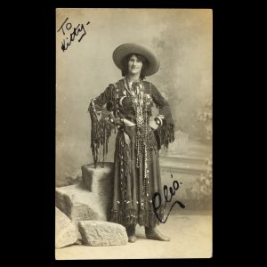 [CIRCUS HISTORY] "Cleopatra", snake charmer, crocodile handler and bareback rider with the "Wild Australia" show: signed portrait photograph, c.1911.