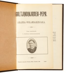 [SIGNED BY HERMANNSBURG MISSION STAFF] Galtjindinjamea-pepa : Aranda-Wolambarinjaka.