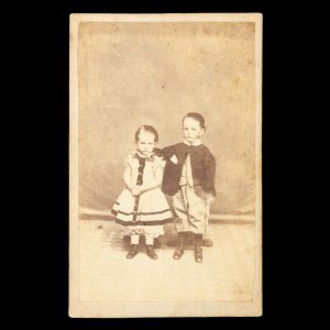 Studio portrait of young brothers Charles James and William Walter Stebbing. Sandhurst (Bendigo), Victorian goldfields, c.1865.
