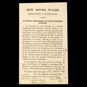 New South Wales : Emigration - Colonization. To young gentlemen & young married couples.