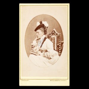Studio portrait of a fashionable young woman. Melbourne, c.1875.