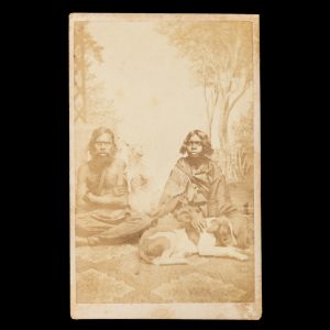 Timboo and Ellen, with Ellen's dog. Geelong, 1863-64.