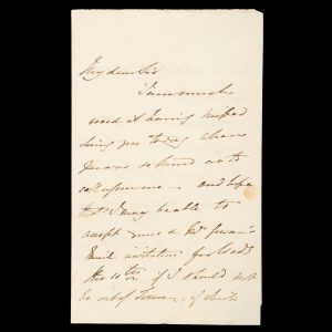 [BYRON] The Hon. Augusta Mary Leigh: autograph letter signed, re. a dinner invitation. St. James's Palace, 5 August 1833.