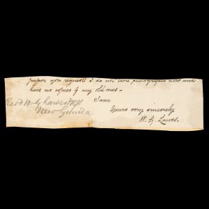 Rev. W. G. Lawes, pioneer LMS missionary in Niue and New Guinea: cut signature (c.1890).